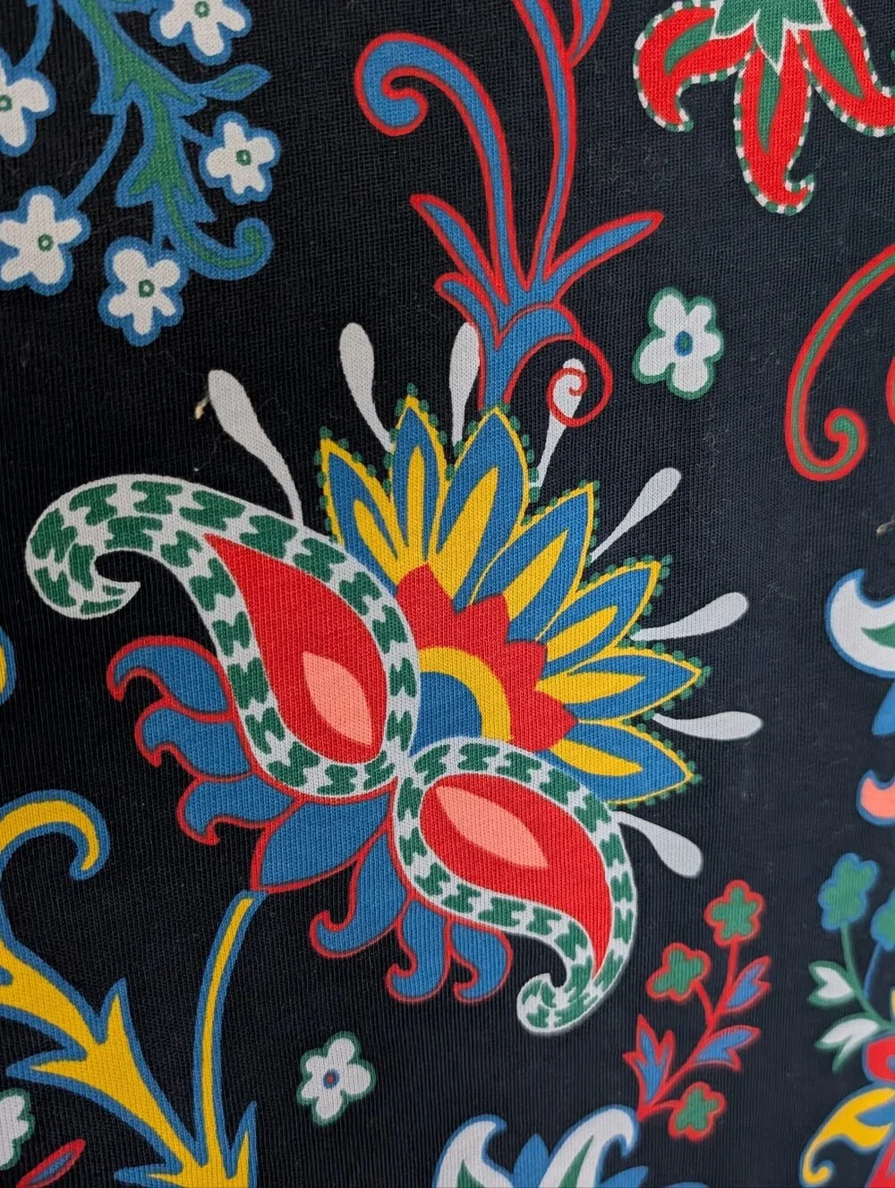 Tory Burch Black Mountain Floral Navy Multicolored T-Shirt Dress S